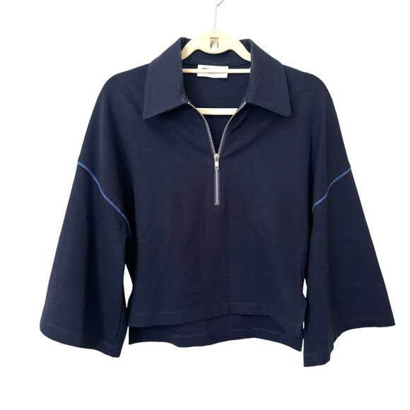 SAINTART Wide Sleeve Quarter Zip Sweatshirt Navy Small - Picture 1 of 3